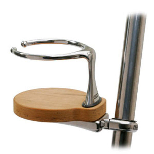 Single Clamp-On Drink Holder - Teak Base