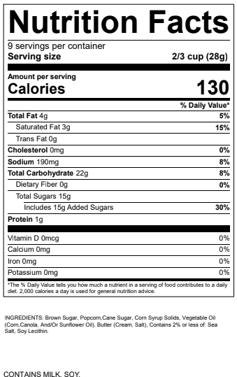 Nutritional Label for Sweet Meets Salty product