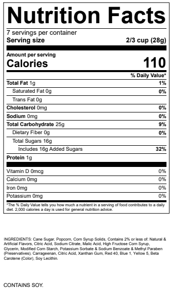Nutritional Label for Celebrate Good Times product