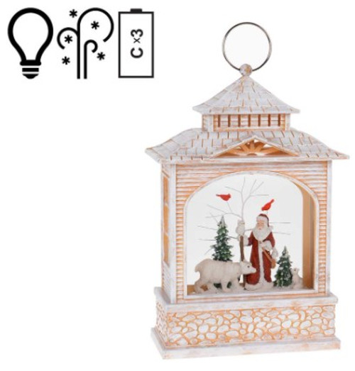 Woodsman Santa and Nature Animals Christmas Snow Globe Lighted Lantern Woodsman Santa and Nature Animals Christmas Snow Globe Lighted Lantern