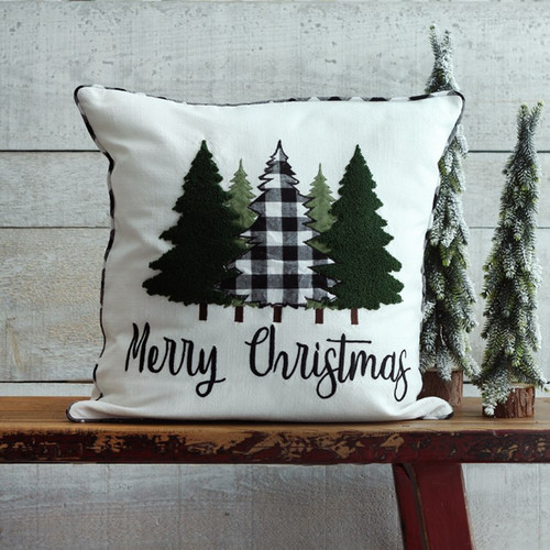 Merry Christmas Tree  Appliqued and Embroidered Cushion 18 x 18