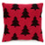 Modern take on traditional Christmas decor black trees on red knit