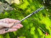 Beautiful eight-inch, lead-free pewter wand adorned with stunning faceted Austrian crystal and a Celtic interlace knot. The textures on this wand are a representation of time and space, mysterious, infinite, and ever-changing.