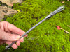 Pentacle ritual wand cast in lead-free pewter with fine silver and adorned with a genuine faceted Austrian crystal featuring a pentacle. Wicca and witchcraft altar tool.