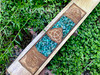 Triquetra Wood Incense Holder with Green Aventurine Inlay Laser Etched for Ritual, Sacred Space, Meditation, Crystal Healing, Witchcraft
