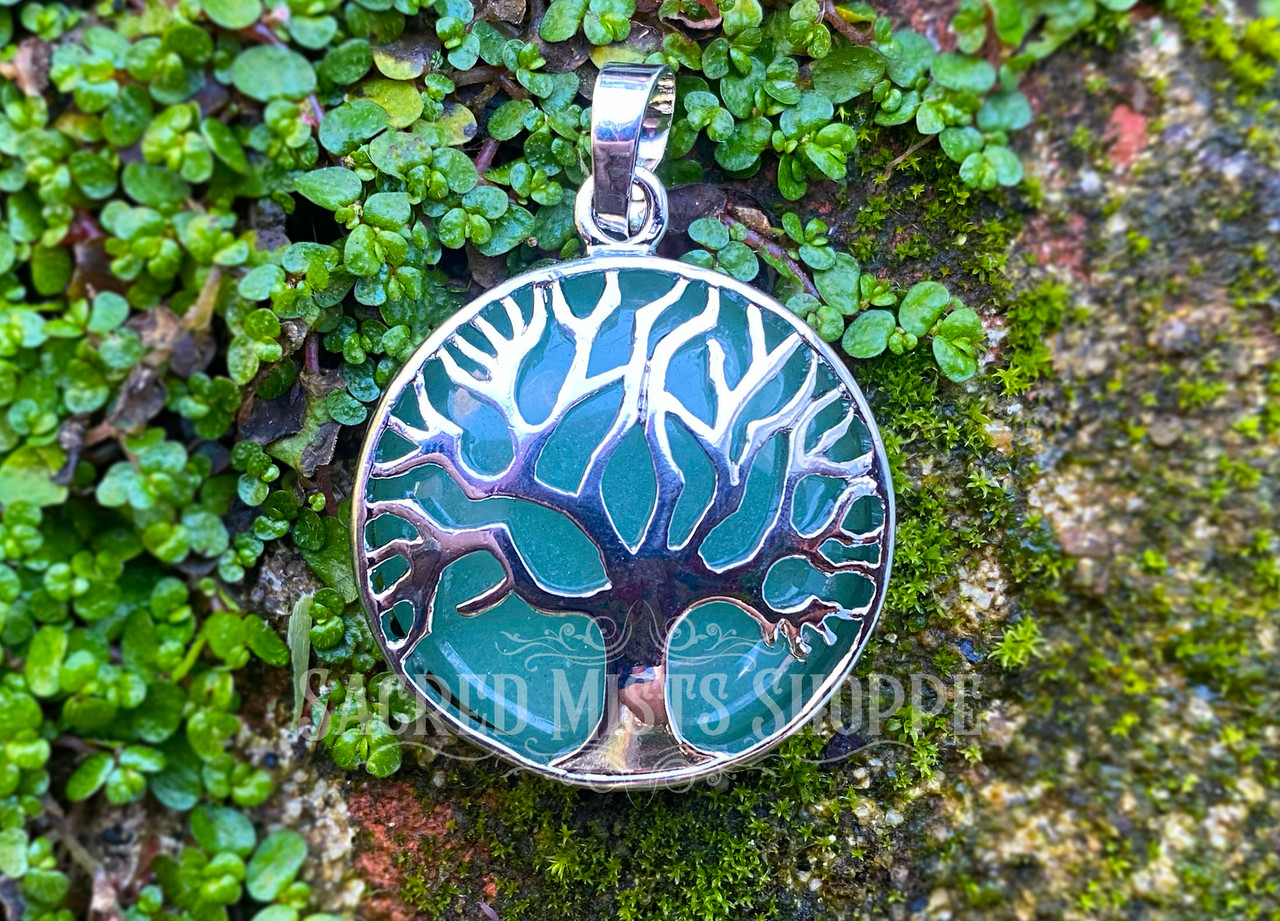 Tree of Life Pendant with Green Aventurine and Tibetan Silver