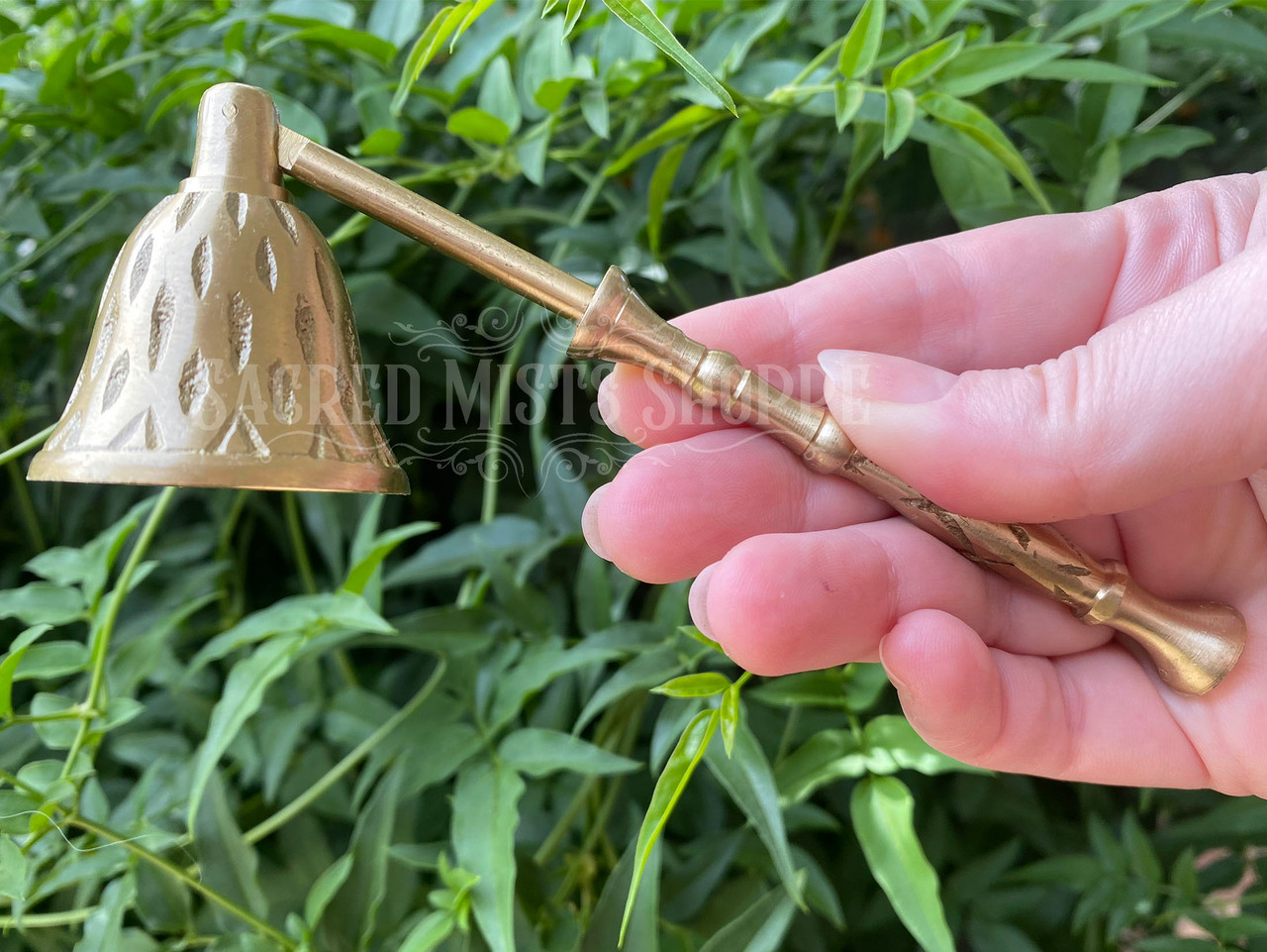 Elven Brass Candle Snuffer with Satin-Finish & Short Handle for