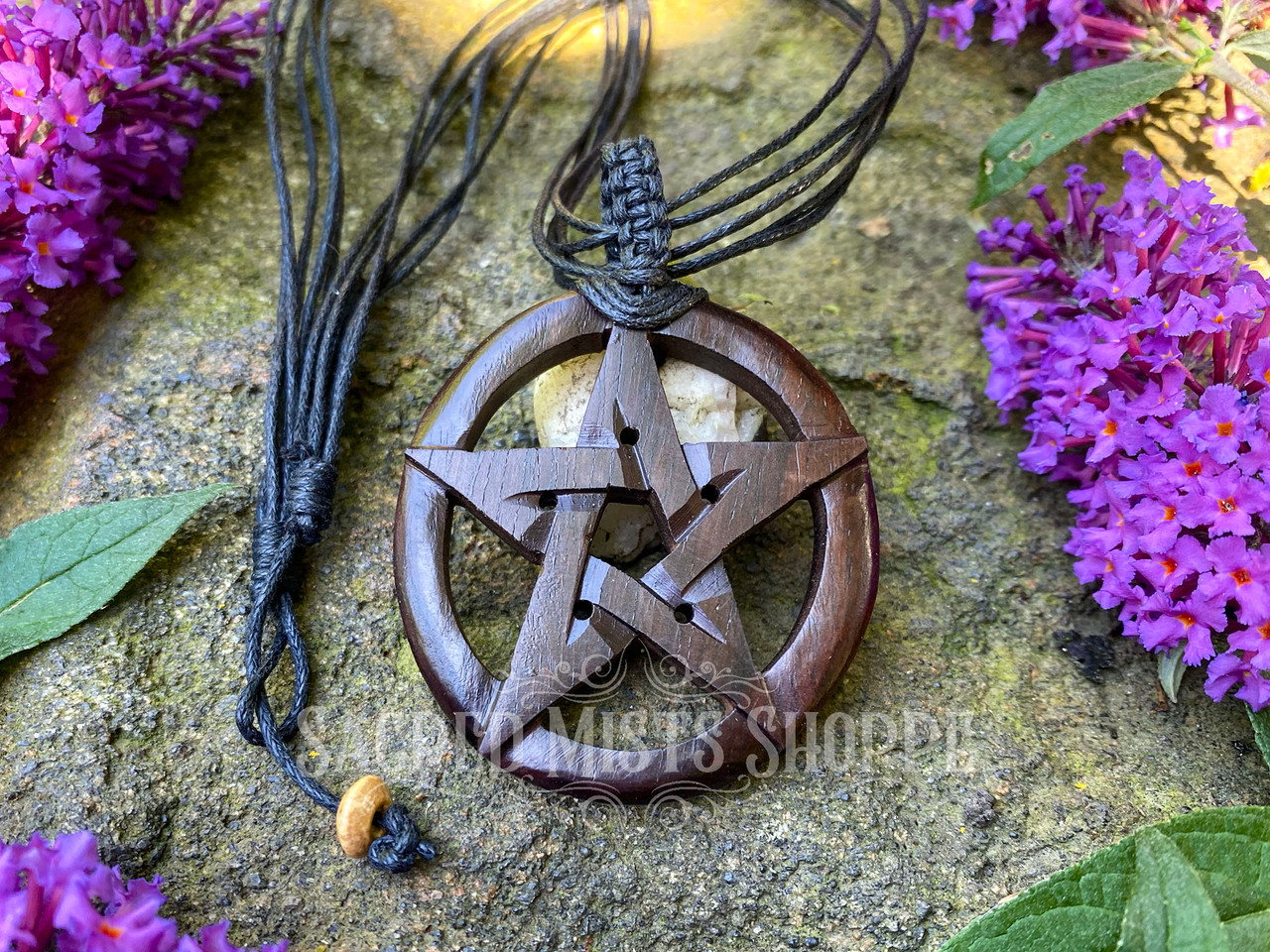 Pentacle Necklace Handmade Wooden 