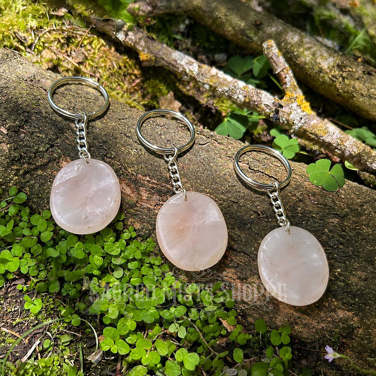 Rose Quartz Worry Stone Keychain, Love, Heart Chakra, Self-Love