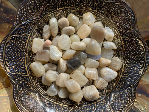 Gorgeous, extra special AA+ quality tumbled moonstone! Moonstone is used for connecting with feminine energy, inward journeys and reflection, past-life regression, connecting to the goddess, and connecting with ones feminine side. It can enhance psychic abilities, intuition, and sensitivity while helping calm responses and avoid overreaction. Moonstone is often used for protection, especially during pregnancy, child birth and sea travel.  It is associated with all kinds of love.