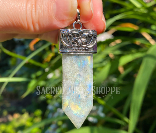 Labradorite Pendant with Amethyst, Opalite, Tibetan Silver for Magick, Clairvoyance, Intuition,  Spirituality, Past Lives, Emotional Balance