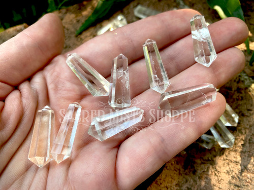 Clear Quartz Double Terminated Polished Crystal Points for Crystal Grids, Energy Amplification, Meditation, Altar Decor, Wicca, Witchcraft
