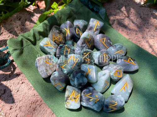 Rainbow Moonstone Elder Futhark Rune Set Hand Carved for Divination,  Crystal Runes, Viking Runes