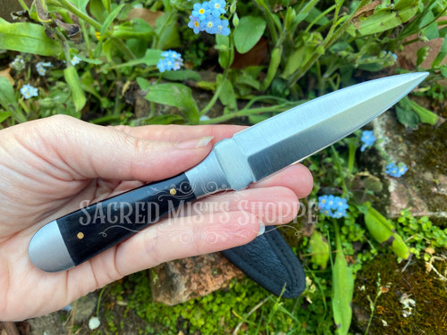 Vision Witch Athame with Black Horn Handle for Sacred Ritual, Ceremony, Wicca, Energy Direction, Focus, Intention, Altar Tool, Witch Tool