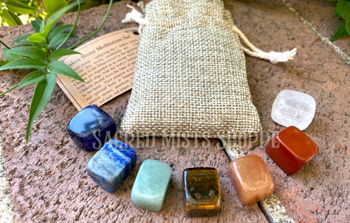 Chakra Meditation Stone Set for Energizing, Aligning, Balancing the Seven Chakras, Chakra Crystal Grid, Meditation, Crystal Healing, Energy