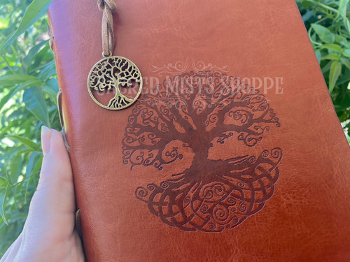 Tree of Life Brown Leather Journal, Book of Shadows, Tarot Journal, Blank Grimoire, Dream Journal, Witch's Blank Ritual & Spell Book