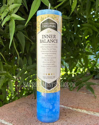 Inner Balance Hand Poured Blessed Herbal Pillar Candle for Candle Magick, Healing, Balance, Wellness, Meditation, Altar Candle, Wicca