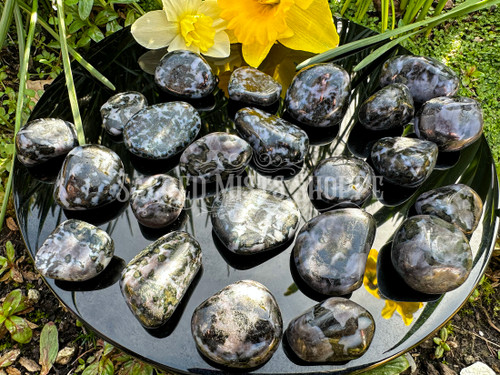 Indigo Gabbro Tumbled Stone Best Quality Mystic Merlinite for Expanding Consciousness, Clairvoyance, Meditation, Focus, Clarity, Protection