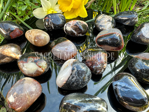 Black Sardonyx Tumbled Crystal Large for Strength, Protection, Stability, Reduce Overwhelm, Meditation