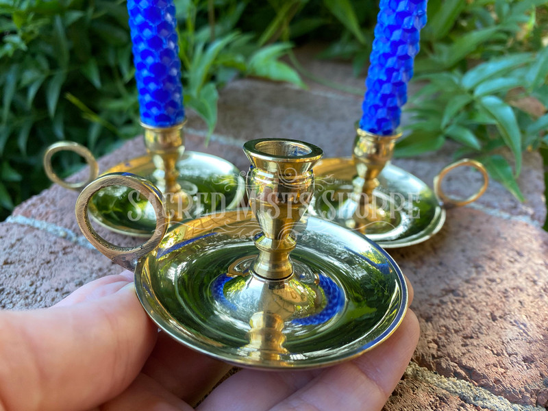 Brass Chamber Stick Candle Holder – The Four of Wands