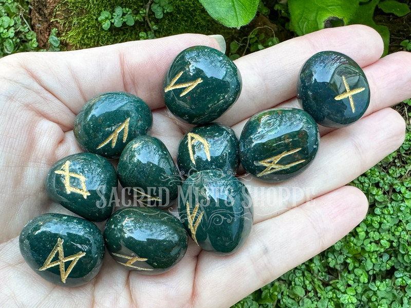 Rune Stones Set Healing Stones With Engraved Elder Futhark - Temu