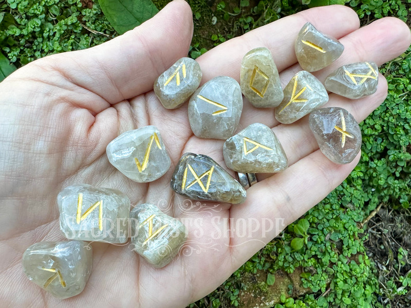 Powerful Rune Stone Set - Hand Carved on Gemstones