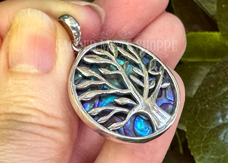 Abalone and Sterling Silver Tree of Life Pendant: Protection