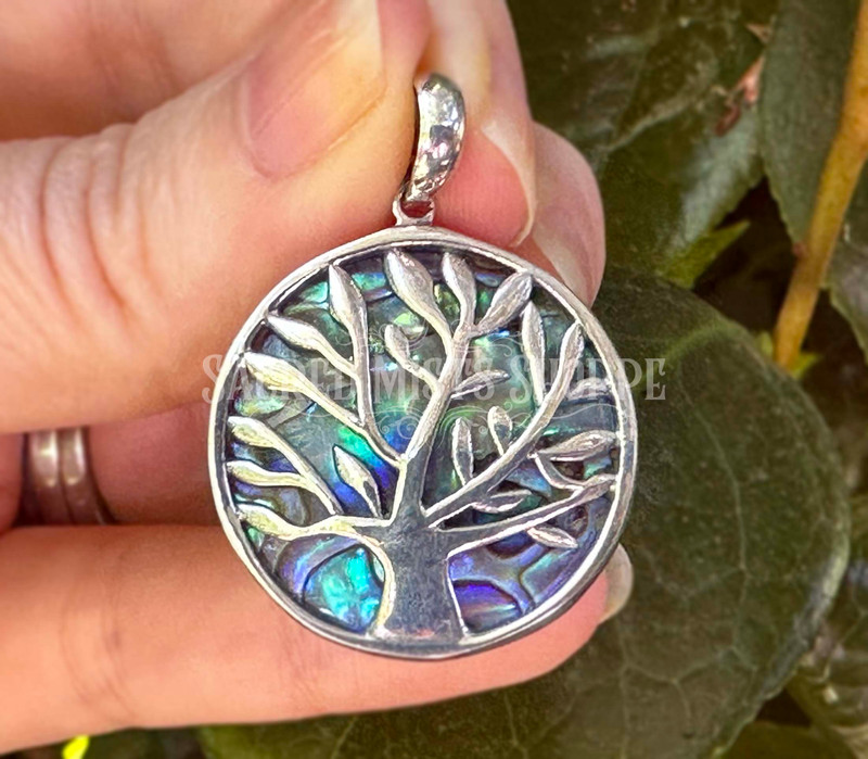 Abalone and Sterling Silver Tree of Life Pendant: Protection