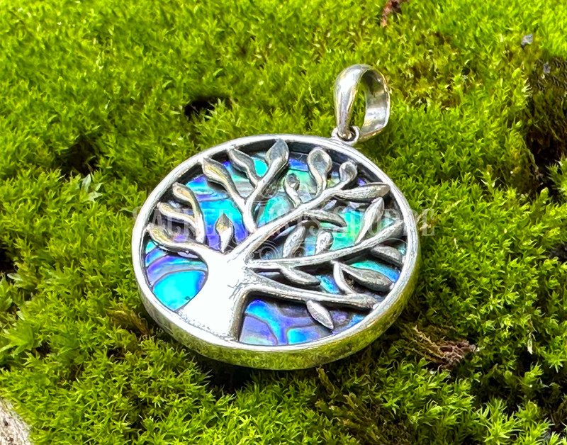 Abalone and Sterling Silver Tree of Life Pendant: Protection