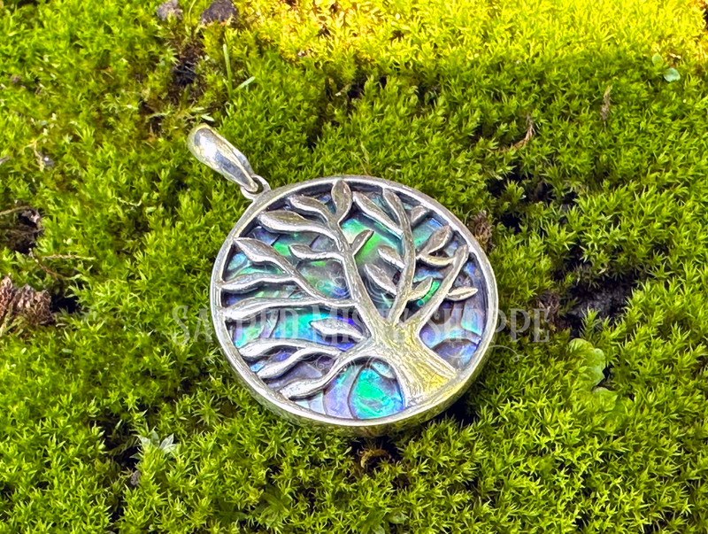 Abalone and Sterling Silver Tree of Life Pendant: Protection