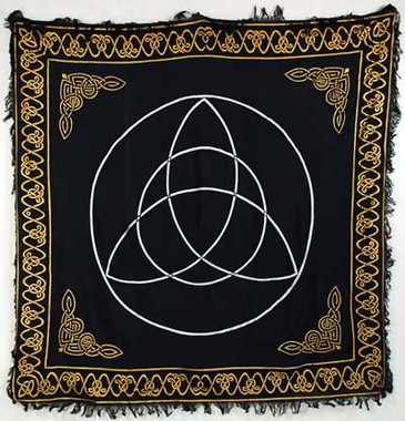 Triquetra Large Black Altar Cloth with Gold and Silver Print for Sacred ...