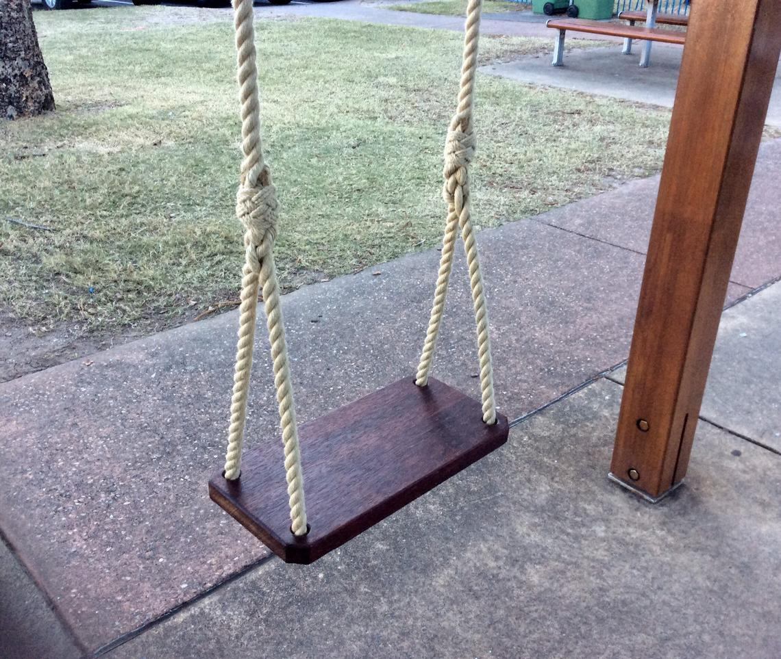 Outdoor Rope Swing From Reclaimed Rope and Cedar Seat, Upcycled