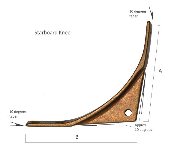 Bronze transom brackets for small sailing boat or dinghy