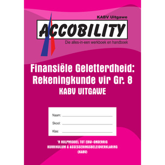 Accobility Finansiële Geletterdheid: Rekeningkunde vir Graad 8 (Pienk) - ISBN 9780992215613