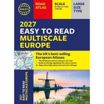 Philip’s 2027 Easy to Read Multiscale Road Atlas of Europe (Spiral-bound) - ISBN 9781849077477