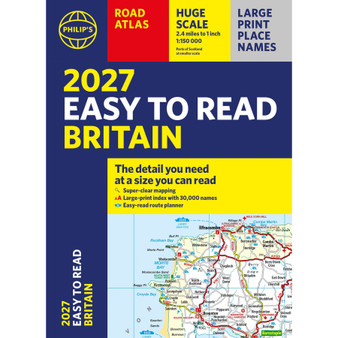 2027 Philip’s Easy to Read Road Atlas of Britain (A4, Paperback) - ISBN 9781849077392