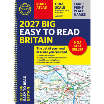 2027 Philip’s Big Easy to Read Road Atlas of Britain (A3, Spiral-bound) - ISBN 9781849077385