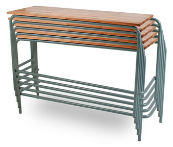 Stack of Double Stackable Desks with 22mm Saligna Hardwood Tops