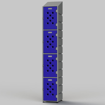 4-Tier Plastic Clothes Locker with Perforated Inspection Door - Flat or Slanted Top