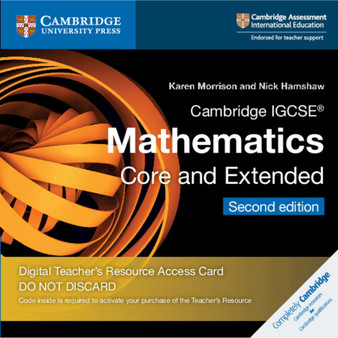 DIGITAL - Cambridge IGCSE® Mathematics Core and Extended Cambridge Elevate Teacher's Resource Access Card - ISBN 9781108701532