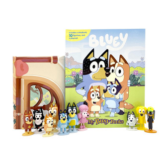 Bluey My Busy Books - Storybook, 10 figurines, playmat - ISBN 9782764370278