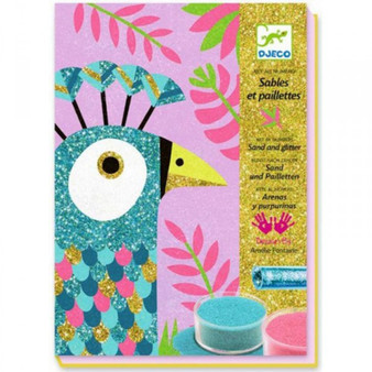 Djeco Dazzling Birds Sand & Glitter Art - EAN 3070900086630