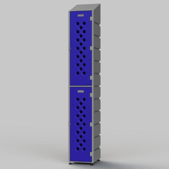 2-Tier Plastic Clothes Locker with Perforated Door, Flat or Slanted Top