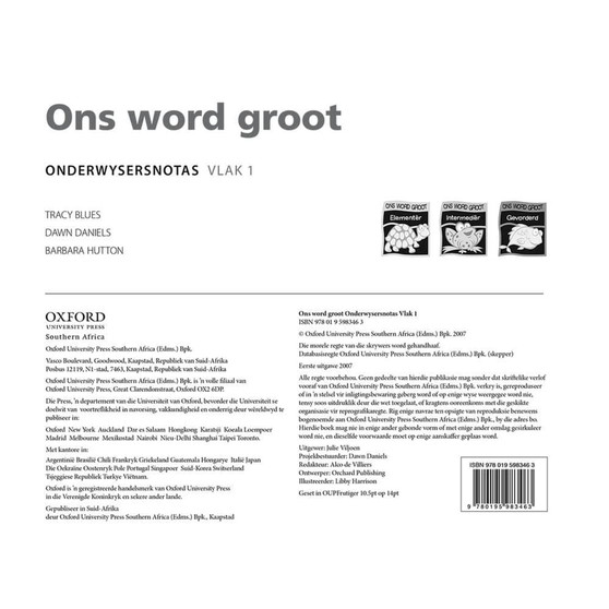 Ons Word Groot Vlak 1 Onderwysersnotas Gefotokopie - ISBN 9780195983463