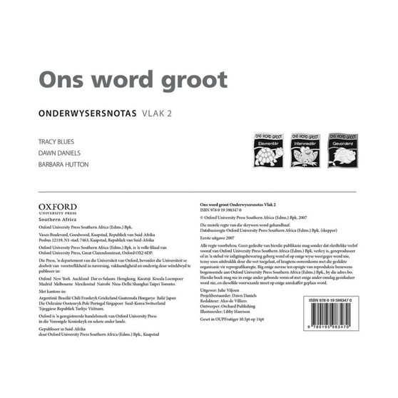 Ons Word Groot Vlak 2 Onderwysersnotas Gefotokopie - ISBN 9780195983470
