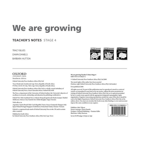 We Are Growing Stages 4-6 Teacher's Notes Photocopied - ISBN 9780195982565