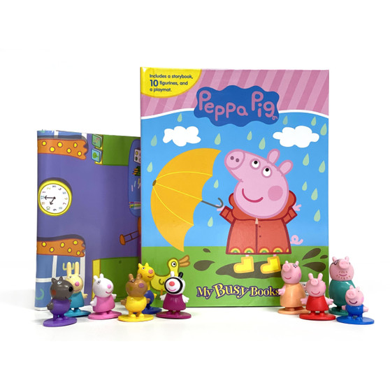 Peppa Pig My Busy Books - Storybook, 10 figurines, playmat - ISBN 9782764351444