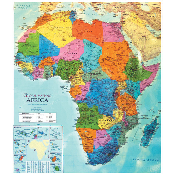 Chart: Maps: Political Map of Africa with Phy. Features A1 - ISBN 9781920004309
