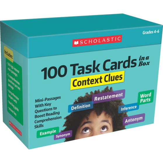 100 Task Cards in a Box: Context Clues - ISBN 9781338748369