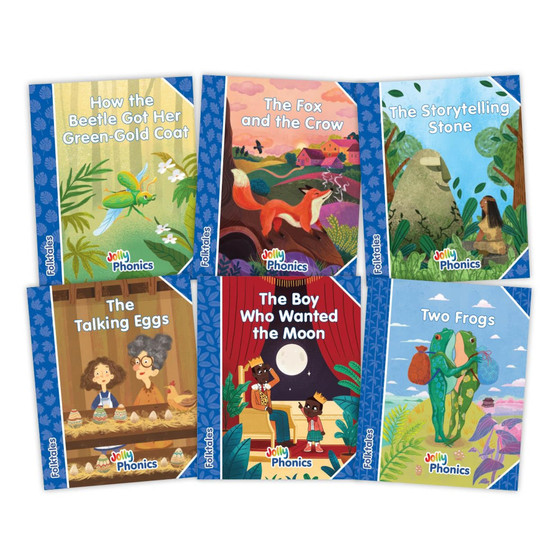Jolly Phonics Folktales Readers, Complete Set (1-6) Blue Level (6 asstd): In Precursive Letters (British English edition) - ISBN 9781835821800